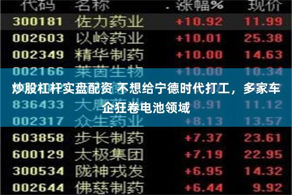 炒股杠杆实盘配资 不想给宁德时代打工，多家车企狂卷电池领域