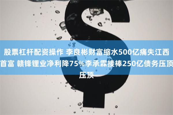 股票杠杆配资操作 李良彬财富缩水500亿痛失江西首富 赣锋锂业净利降75%李承霖接棒250亿债务压顶