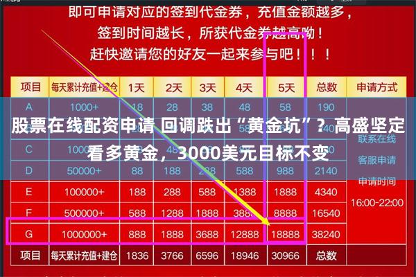 股票在线配资申请 回调跌出“黄金坑”？高盛坚定看多黄金，3000美元目标不变